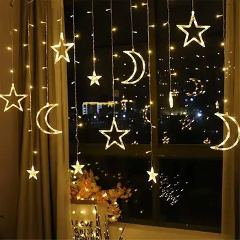 Moon Star Lempos, LED Lempos, Styginių Ins Kalėdų Žiburiai Apdailos Atostogų Žiburiai Užuolaidų Lempos Vestuvių Neon Žibintų šviesos fėja