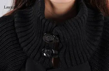 Moterų 2021 M. Pavasarį, Rudenį Vintage Megztinis Moteriška Slim Ilgos Rankovės, Trumpos Golfo Megztiniai Kailis Vieną Krūtinėmis Susagstomi Megztiniai