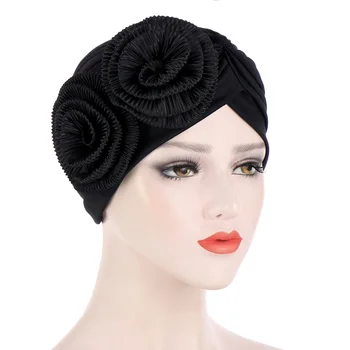 Moterų Plaukų Slinkimas Skrybėlę Galvos Skara Turbaną Bžūp Gėlių Musulmonų Vėžio Chemo Skrybėlę Padengti Wrap Islamo Variklio Dangtis, Plisuotos Skullies Beanies Bžūp