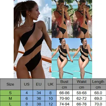 Moterų Sexy Vienas Gabalas Bikini Push-up Unpad maudymosi kostiumėlį, Maudymosi Kostiumėliai, Paplūdimio Monokini Juostele Liesas Dryžuotas Vieną Petį Monokini