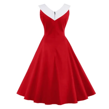 Moterų Vintage Suknelė Modelio Spausdinimo 2019 Naujas Vasaros 60s Raudona Rankovių Vintage Suknelė Sūpynės Šalies Retro Suknelė Vestidos Lankas