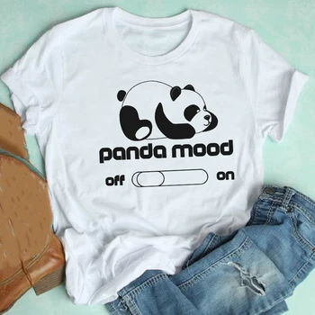 Moterų trumpomis Rankovėmis Animacinių filmų Laišką Panda Gyvūnų Kawaii Panda 90s Drabužius Spausdinti Marškinėlius Moterų Tee Viršuje Grafinis T-shirt