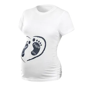 Motinystės trumpas rankovės animacinių filmų spausdinti viršūnės t-shirt nėštumo audinio nėštumo drabužiai, marškinėliai slaugos viršūnes motinystės