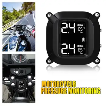 Motociklo TPMS Padangų Slėgio stebėjimo Sistemomis Belaidžio LCD Ekrane, Realaus Laiko +2VNT Davikliai