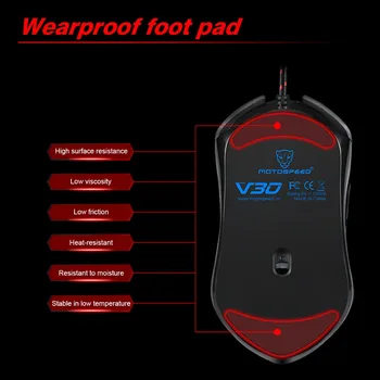 Motospeed V30 Profesinės Laidinio Žaidimų Pelė 3500DPI Optinė USB Kompiuterio Pelė Žaidėjus Pelių X7 