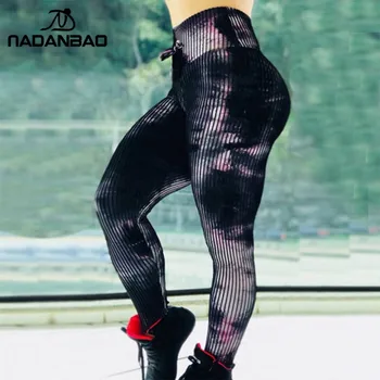 NADANBAO Push Up Aukšto Juosmens Moterų Antblauzdžiai linija Spausdinti Sportinio Fitneso legging Treniruotės Sporto Leggin Kelnės