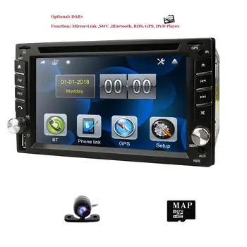 NAUJAS!2din 6.2 colių Jutiklinis ekranas, Universalus automobilinis GPS navigacinė palaiko Bluetooth,RDS,Veidrodis nuorodą,nemokamą žemėlapį kortelės ,galinio vaizdo kamera