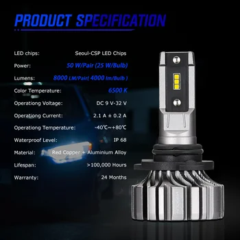 NOVSIGHT 9006 Led Žibintų Lemputės Mini Automobilių H4 LED H7 9005 HB3 9012 H1 H3 H11 H8, H9 Priešrūkinis Žibintas 8000LM 50W 6500K Automobilių Reikmenys