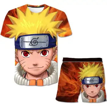 Nauja Vasaros Atsitiktinis Kūdikis Berniukas anime 3D spausdinimo t Naruto Aprengti Berniukui Drabužėlių Rinkinys Sporto marškinėliai+ Šortai Tinka Drabužių Poliesteris Rinkiniai
