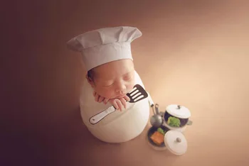 Naujagimio Fotografijos Virėjo Kepurę Temą Nustatyti Vaikų Fotografija Little Chef Kūdikių Virėjo Kepurę Trimitas