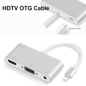 Naujas Aukštos Kokybės HDTV OTG Kabelį nuo Žaibo HDMI VGA AV Audio Video Adapteris, Skirtas 