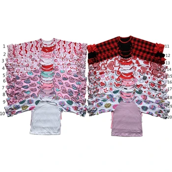 Naujas Kalėdų Buffalo Pledas Kūdikiui Mergaičių Ledo Pynimas T-shirt Širdies formos Spurgos Velykų Kiaušinių Monograma Ilgai-Raglan Rankovėmis Marškinėliai