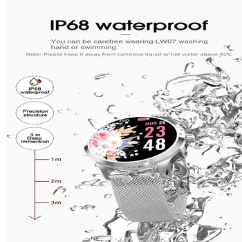 Naujas LW07 Ponios Smart Watch Moterų Menstruacijų Priminimas Žiūrėti Sporto Mados Nerūdijančio Plieno Apyrankė IP68 Vandeniui 2020 m.