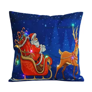 Naujas Linksmų Kalėdų paprasta LED Pagalvėlė Padengti Animacinių filmų Linų Sniego Santa Claus Padengti Namų Dekoratyviniai pagalvių Užvalkalai Dovana 45Cm*45Cm