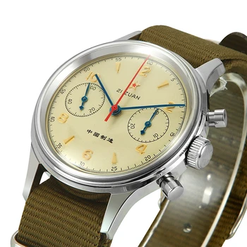 Naujas Mados 1963 Safyras Chronograph 40mm Pilotas Vyrų Laikrodžiai ST1901 Karinės Mechaninė Vertus Vėjo Chronograph Laikrodžiai Vyrams