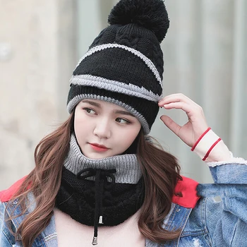 Naujas Mados Rudens-Žiemos moteriškos Kepurės Kepurės Megzti Šiltas Šalikas Vėjo Multi Funkcinis Skrybėlę, Šaliką Nustatyti drabužių priedai kostiumas