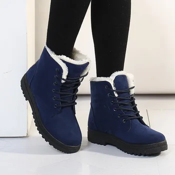 Naujas Moterys sniego batai su plokščiu šiltų batų nėrinių lady žiemos batų mados platformos batai P45
