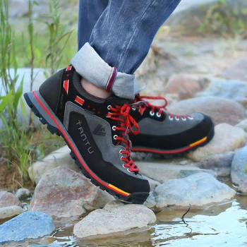 Naujas Prekės ženklas vaikščiojimo batai, kvėpuojantis lauko batai didelio dydžio 39-46 kempingas, alpinizmas guminis padas odinis lauko vyrų vaikščiojimo batai