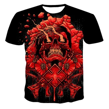 Naujas Produktas Karšto Pardavimo vyriški Vasaros T-shirt Kaukolė Spausdinti Trumpas rankovėmis 3d Tee Atsitiktinis Kvėpuojantis Sezono Hip-hop Viršūnes Pritaikymas savo reikmėms