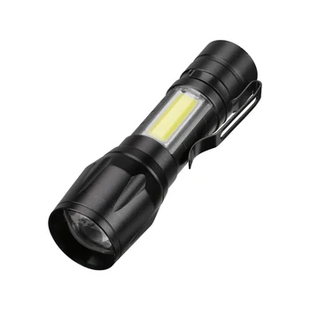 Naujausias USB Įkrovimo XPE+COB LED Žibintuvėlis Lempos Žibintuvėlis Su 3 Įrašą Režimas Zoomable Lempos Pastatytas Baterijos su dėžute Dovanų Šviesos