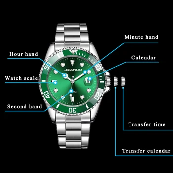Nauji vyriški Žiūrėti Prabangių Verslo Žiūrėti Vyrų Vandeniui Data Žaliosios Laikrodžiai Ciferblatas Mados Vyrų Laikrodis ant Riešo Žiūrėti relogio masculino