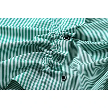 Naujų Moteris Puoštas Dizaino 2020 M. Rudenį ilgomis Rankovėmis Negabaritinių Žalia Dryžuota Palaidinė Atsitiktinis Moteriškas Marškinėliai chemise femme Stiliaus 6619