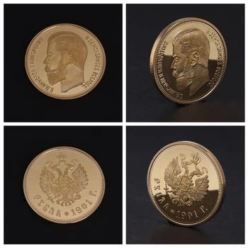 Nemokamas pristatymas, kokybiškas rusų 1 Rublių 1901 Auksas, plakiruoti Replika Suvenyrų monetas,monetų kolekciją rusija