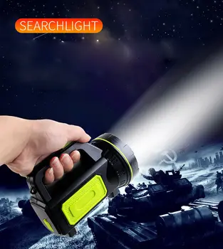 Nešiojamas įkraunamas prožektorius prožektorius 500 m nuotolio medžioklės lempa su šoniniu šviesos galingas LED žibintuvėlis žibintų