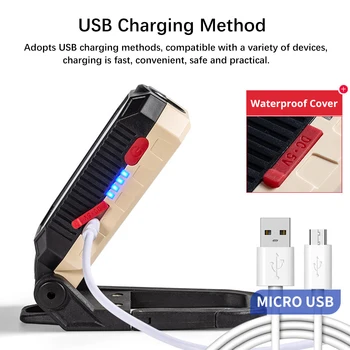 Nešiojamų COB Darbo Lemputė USB Įkraunamas LED Žibintuvėlis Reguliuojamas Vandeniui Kempingas Žibintų Magnetas Dizainas su Energijos Ekranas
