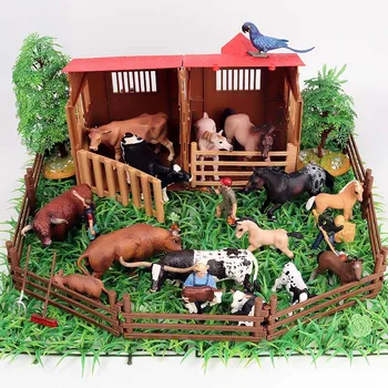 Oenux Farm House Modelis Veiksmų Skaičius, Zoologijos Sodas Staffer Finansuojančiojo Berniukas Karvė Kiaulė Antis Šuo Ūkio Gyvūnai Nustatyti Figūrėlės Gyvas Žaislas Vaikams Dovanų