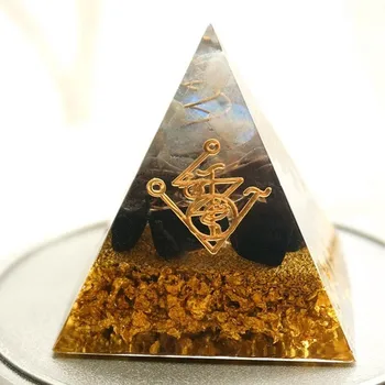 Orgonite Piramidės Muladhara Čakra Obsidianas Natūralių Kristalų Atremti Piktųjų Dvasių Piramidės Apdailos Procesas Dervos Dovana