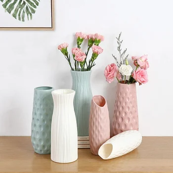 Origami Balta Plastikinė Vaza Imitacija Keramikos Dirbtinių Gėlių Puodą Krepšelį Gėlių Vaza Vestuvių Namų Puošybai Šiaurės