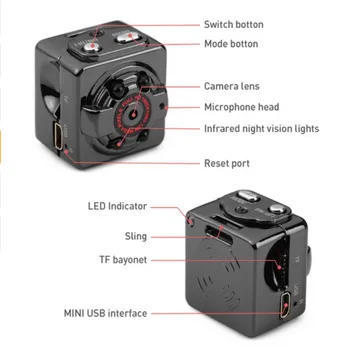 Originalus SQ8 Mini Kamera 480P Aukštos raiškos Palaikymo 640*480 Vaizdo įrašymo Digital Cam Mikro ir SPINDULIŲ Naktinio Matymo DV DVR Camcorder6