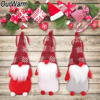 OurWarm 3pcs Gnome Santa Kalėdų Papuošalai Naujųjų Metų Prekes Dekoracija Namuose Vaikų Gimtadienio dovana 18x7cm