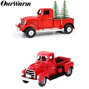 OurWarm Kalėdų Raudona Metalo Sunkvežimių Naujųjų Metų Namų Puošybai Rankų Darbo Lentelės Viršuje Dekoro Raudona Sunkvežimių Transporto Priemonę, Automobilio Modelį