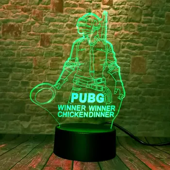 PUBG Pav 3D Iliuzija LED naktinė lempa 7 Spalvinga Pakeisti Blykstės Šviesos Stalo Lempos Žaidimo Modelį, Žaislai