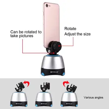 PULUZ Telefono Mount Metalo laikiklis 360 Laipsnių Sukimosi Panoraminis Vadovas LED Šviesos Įrašą Turėtojas Trikojo Smartphone / GoPro / DSLR