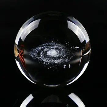 Pasaulyje Galaxy Miniatiūros Crystal Ball 3D Lazeriu Graviruotas Kvarco Stiklo Rutulio Sfera, Namų Puošybai Aksesuarai Dovanos