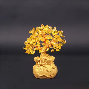 Pasisekė Skulptūra Turto Kinijos Aukso Statulas Apdaila Pinigų Likimo Medžio Namų Dekoro Aksesuarai Dovanos, Stalo Ornamentas