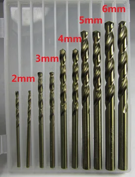 Ping 10VNT HSS-CO M35 Kobalto Twist Drill bit Aukšto tikslumo metalo skylės apdirbimo Elektriniai gręžimo Ø 2mm 3mm, 4mm 5mm, 6mm