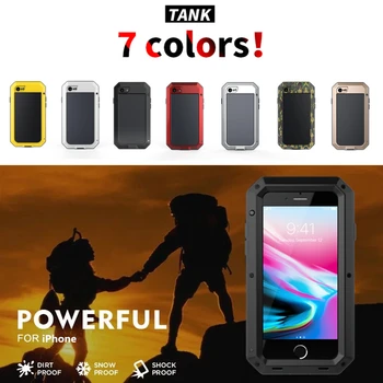 Prabanga Doom Metalo šarvai Aliumininiai telefono dėklas skirtas iPhone XS MAX XR X 6, 6S 7 8 Plius 5S SE 5 5C 4S Full Body Dangtelis atsparus smūgiams Fundas
