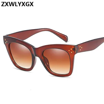 Prabanga Stačiakampis, akiniai nuo saulės moterims prekės ženklo dizaino retro spalvinga skaidriai, katės akis, saulės akiniai Moterų UV400 Akiniai