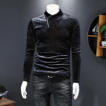 Prabanga Sujungimas Streetwear Vyrų Rudens-Žiemos Vilnos Streetwear Pusėje Užtrauktukas Mados Klubas Komplektus Velvet Black Streetwear Homme