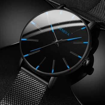 Prabangių Mados Mens Minimalistinio Laikrodžiai Ultra Plonas juodos spalvos Nerūdijančio Plieno Tinklelio Juosta Žiūrėti Vyrų Verslo Atsitiktinis Kvarcinis Analoginis laikrodis