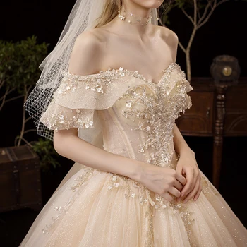 Princesė Kamuolys Chalatai Vestuvės Dress 2020 Prabangių Nėrinių chalatas de soiree Nuotakos Suknelė Vestuvių Suknelės Brangioji vestido de noiva