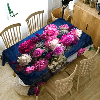 Pritaikoma Plaunamas Poliesterio Staltiesė 3D Violetinės Levandos Gėlių Modelio Dulkėms Medvilnės, Stačiakampio, Apvalaus Stalo Medžiaga