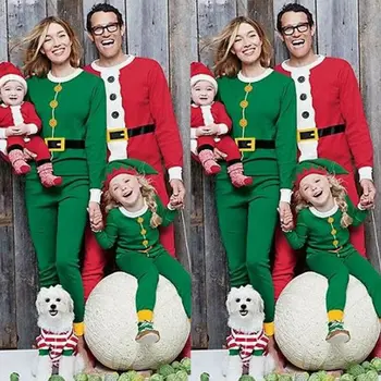 Pudcoco Šeimos Atitikimo Komplektus Kalėdų Pižama Nustatyti Kalėdos Pjs Atitikimo Pižamos Suaugusiųjų Vaikų Kalėdos Sleepwear Medvilnės Drabužius
