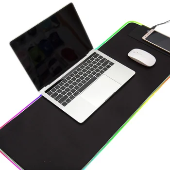 RGB Žaidimų Pelės Mygtukai Dideli, neslidžia Pelės Mygtukai Žaidėjus LED Kompiuterio Pelės Kilimėlis Kilimėlis su Apšvietimu klaviatūros, Pelės Kilimėlis