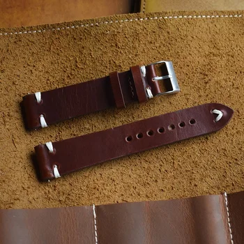 Rankų darbo Originali Vintage Odinis Dirželis Žiūrėti Ranka Prisiūta Retro Watchband su Greito atjungimo Plieno Pavasario Barų 20mm 24mm 22mm