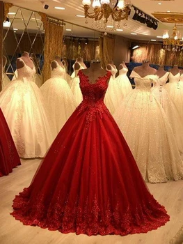 Raudona Kamuolys Suknelė Vakaro Suknelės 2020 M. Moteris Oficialią Šalies Chalatas De Soiree Rankovių China Aplikacijos, Nėrinių Vestidos Ilgai Prom Dress